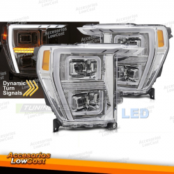 FARÓIS LED CROMADOS PARA FORD F150 MK14 20-23