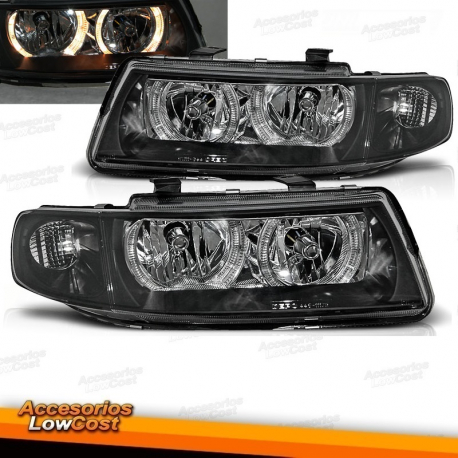 FAROS OJOS DE ANGEL SEAT TOLEDO Y SEAT LEON (99-05)- CRISTAL CLARO/NEGRO.