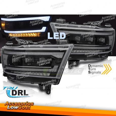 FARÓIS LED PARA DODGE RAM 19-22