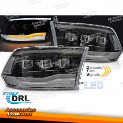 FAROS DELANTEROS PARA DODGE RAM 09-18 LED NEGRO