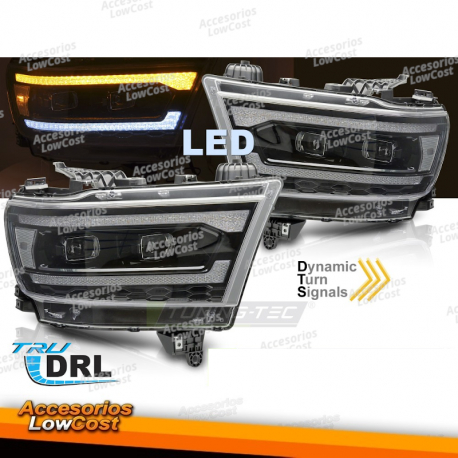 FARÓIS LED PARA DODGE RAM 19-22