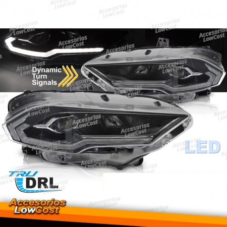 FAROS DELANTEROS LED NEGROS PARA FORD MUSTANG 18-21