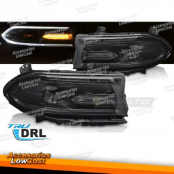 FAROS DELANTEROS LED NEGROS PARA DODGE CHARGER 14-23