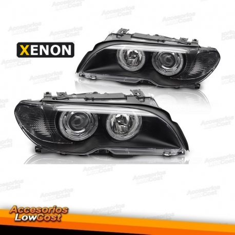 FAROS XENON OJOS DE ÁNGEL PARA BMW SERIE 3 E46 COUPÉ/CABRIO (03-06), FONDO NEGRO