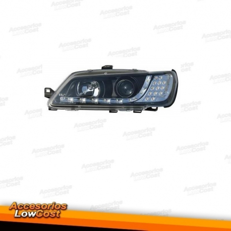 FAROIS COM LUZ DIURNA LED / PEUGEOT 306 / 97-00 FUNDO PRETO