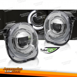 FAROS DELANTEROS PARA JEEP RENEGADE 14- LUZ TUBO CROMADA