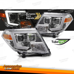 FARÓIS PARA NISSAN NAVARA FRONTIER 09-14 LUZES TUBO CROMADAS