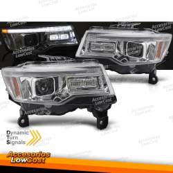 FARÓIS PARA CHRYSLER JEEP GRAND CHEROKEE 14-21 LUZ DE TUBO CROMADO