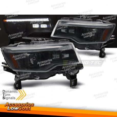 FARÓIS PARA CHRYSLER JEEP GRAND CHEROKEE 14-21 LUZ DE TUBO PRETO