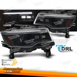 FARÓIS PARA CHRYSLER JEEP GRAND CHEROKEE 14-21 LUZ DE TUBO PRETO SEQ HID