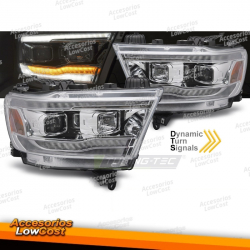 FARÓIS PARA DODGE RAM 19-22 CHROME TUBE LIGHT