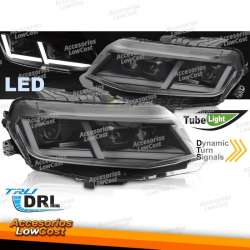 FAROS DELANTEROS PARA CHEVROLET CAMARO 16-18 LED NEGROS