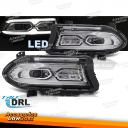 FAROS DELANTEROS LED COMPLETOS CROMADOS PARA DODGE CHARGER 14-23