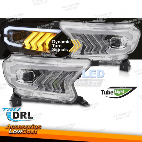 FAROS DELANTEROS CROMADOS PARA FORD RANGER V 16-22