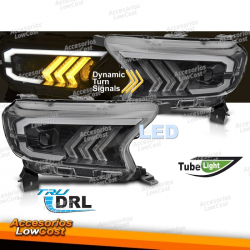 FAROS DELANTEROS NEGROS PARA FORD RANGER V 16-22