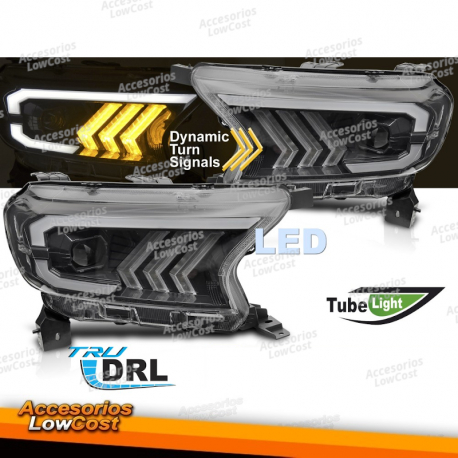 FAROS DELANTEROS NEGROS PARA FORD RANGER V 16-22