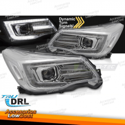 FARÓIS EM TUBO DE LUZ DRL CROMADO PARA SUBARU FORESTER IV 13-18