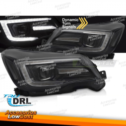 FARÓIS EM TUBO DE LUZ DRL PRETOS PARA SUBARU FORESTER IV 13-18