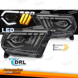 FARÓIS DRL LED PRETOS PARA FORD MUSTANG 10-13