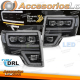 FARÓIS DIANTEIROS FORD F150 MK12 08-14 LED PRETO DRL SEQ