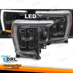 FARÓIS DIANTEIROS PRETOS DRL PARA FORD F150 MK14 20-23