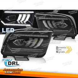 FARÓIS TUBO LED PRETO PARA FORD MUSTANG 04-09