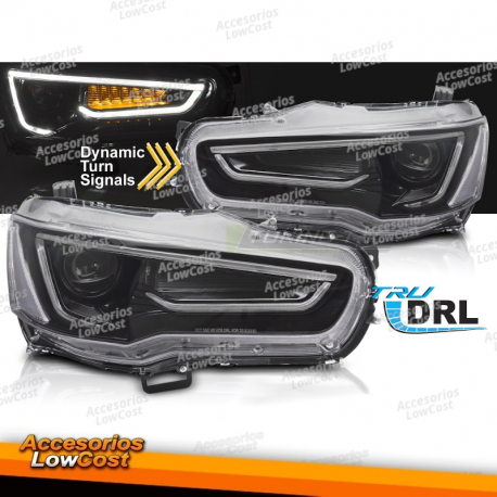 FAROS DELANTEROS PARA MITSUBISHI LANCER 8 08-16 NEGRO