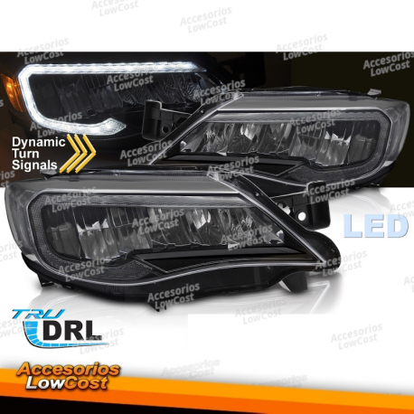 FAROS DELANTEROS LED NEGROS PARA SUBARU WRX 08-14