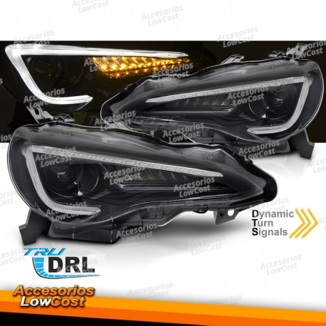 FAROS DELANTEROS PARA TOYOTA GT86 12-21 TUBO LED NEGRO