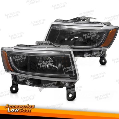 FAROS DELANTEROS PARA CHRYSLER JEEP GRAND CHEROKEE 14-16 LUZ TUBO NEGRA