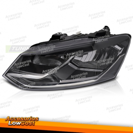 FAROL LADO ESQUERDO PRETO TYC PARA VW POLO 6R 14-17