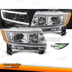 FARÓIS PARA CHRYSLER JEEP GRAND CHEROKEE 11-13 LUZ DE TUBO CROMADO