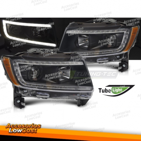 FARÓIS PARA CHRYSLER JEEP GRAND CHEROKEE 11-13 LUZ DE TUBO PRETO