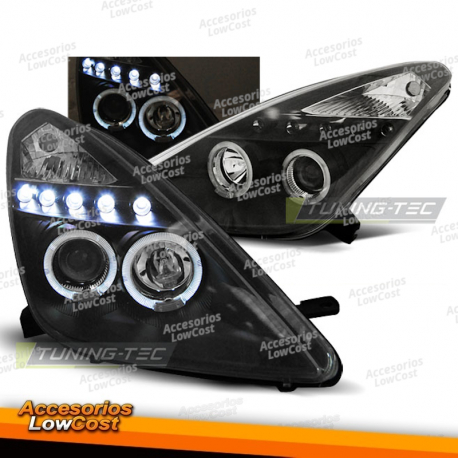 FAROS DELANTEROS PARA TOYOTA CELICA T230 99-05 OJOS DE ANGEL NEGROS