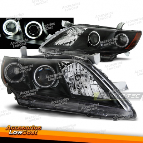 FAROS DELANTEROS PARA TOYOTA CAMRY 6 XV40 06-09 OJOS DE ANGEL NEGRO