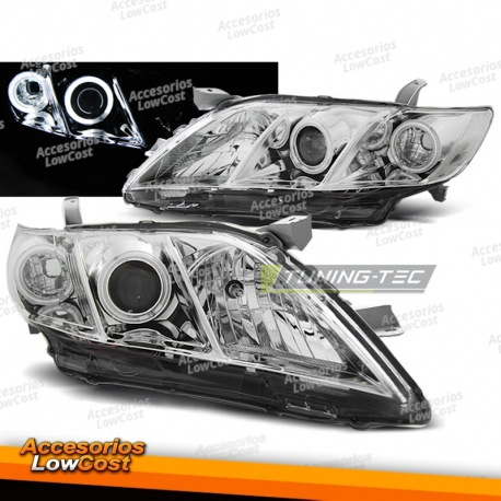 FAROS DELANTEROS PARA TOYOTA CAMRY 6 XV40 06-09 OJOS DE ANGEL CROMADOS