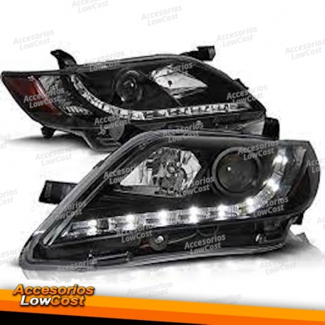 FAROS DELANTEROS PARA TOYOTA CAMRY 6 XV40 06-09 NEGRO CON LUZ DIURNA