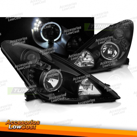 FAROS DELANTEROS PARA TOYOTA CELICA T230 99-05 OJOS DE ANGEL NEGROS