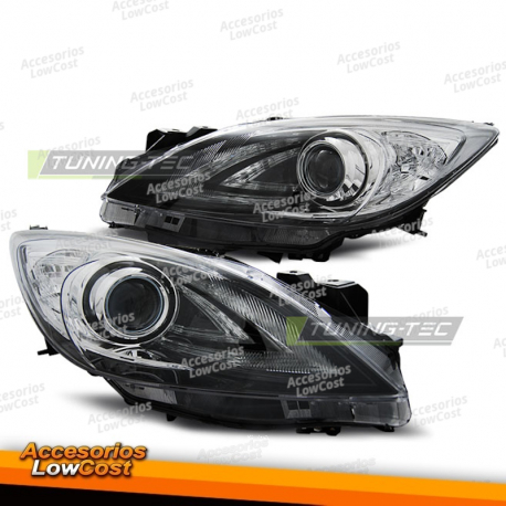 FAROS DELANTEROS PARA MAZDA 3 09-01.13 ASPECTO MPS NEGRO