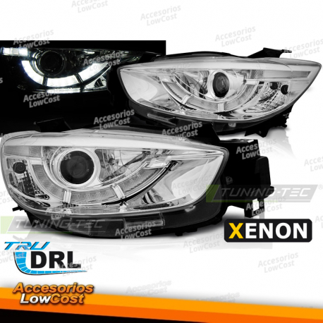 FAROS DELANTEROS PARA MAZDA CX5 11-15 CROMADO VERDADERO DRL XENON