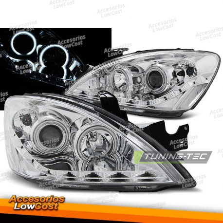 FAROS DELANTEROS PARA MITSUBISHI LANCER 7 04-07 CROMADOS LUZ DE DIA