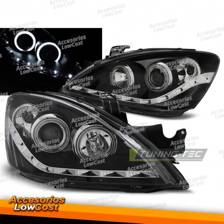 FAROS DELANTEROS PARA MITSUBISHI LANCER 7 04-07 NEGROS LUZ DE DIA