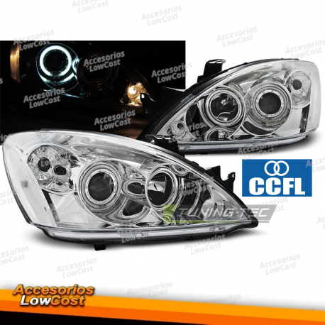 FARÓIS PARA MITSUBISHI LANCER 7 04-07 CHROME ANGEL EYES