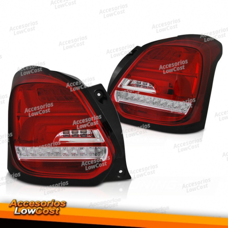 LUZES TRASEIRAS PARA SUZUKI SWIFT VI 17- SEQ LED VERMELHO E BRANCO